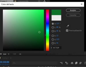 Pasos para cambiar color texto after effects
